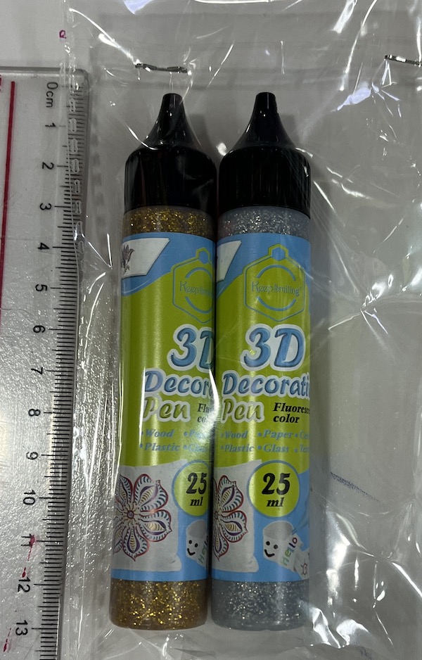3D Paint 1oz 2/pk Gold & Silver Glitter